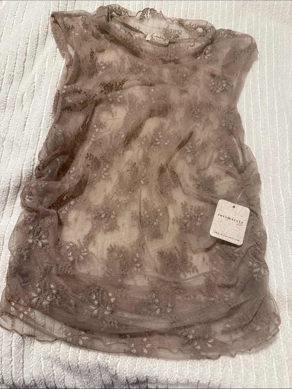 Free People Sheer Lace Floral Cap-Sleeve Camisole - Taupe